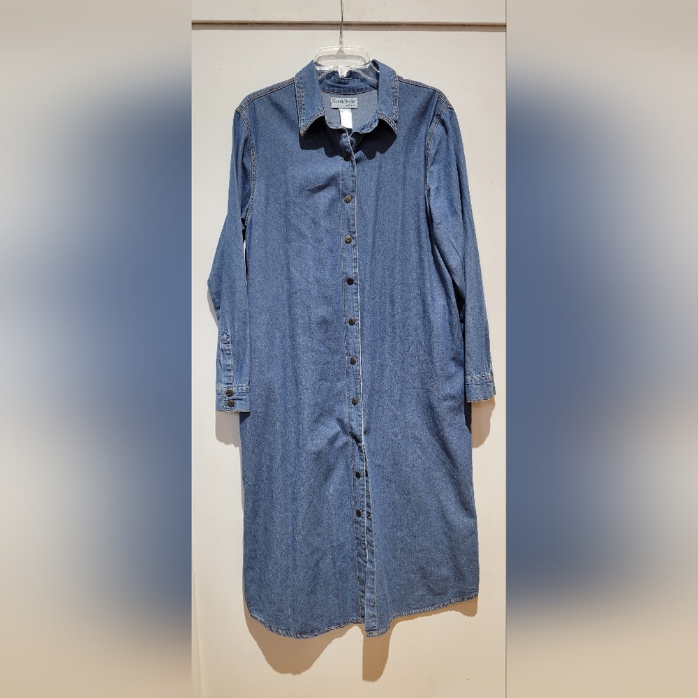 Vintage Y2K Button Front Denim Shirt Dress
